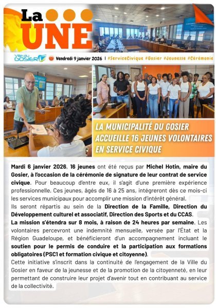 La municipalit&eacute; du Gosier accueille 16 jeunes volontaires en service civique