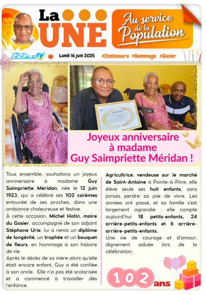 Joyeux anniversaire à madame Guy Saimpriette Méridan !