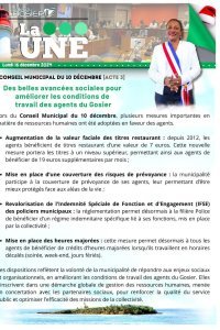 Conseil municipal du 10 décembre [ACTE 3] : De belles avancées sociales pour améliorer les conditions de travail des agents du Gosier