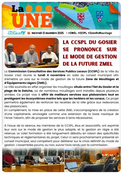 La CCSPL du Gosier se prononce sur le mode de gestion de la future ZMEL