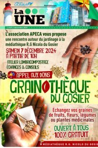 Appel aux dons et animations pour la grainothèque du 7 décembre 2024