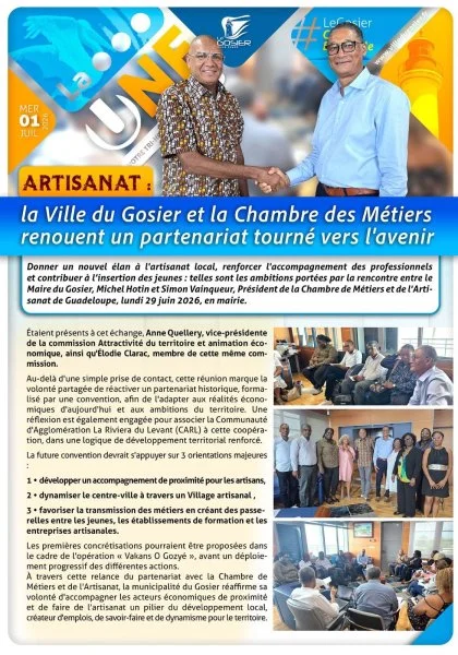 Artisanat : la Ville du Gosier et la Chambre des Métiers renouent un partenariat tourné vers l'avenir