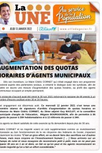 Augmentation des quotas horaires d'agents municipaux