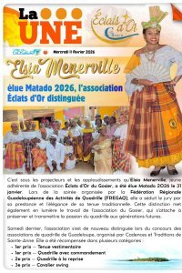 Elsia Menerville &eacute;lue Matado 2026, &Eacute;clats d'Or du Gosier distingu&eacute;e