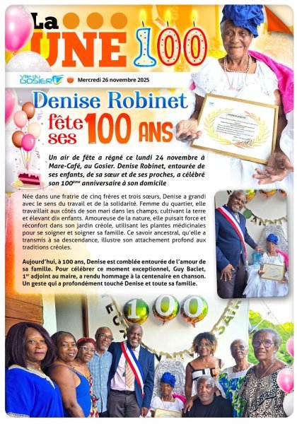 Denise Robinet fête ses 100 ans à Mare-Café