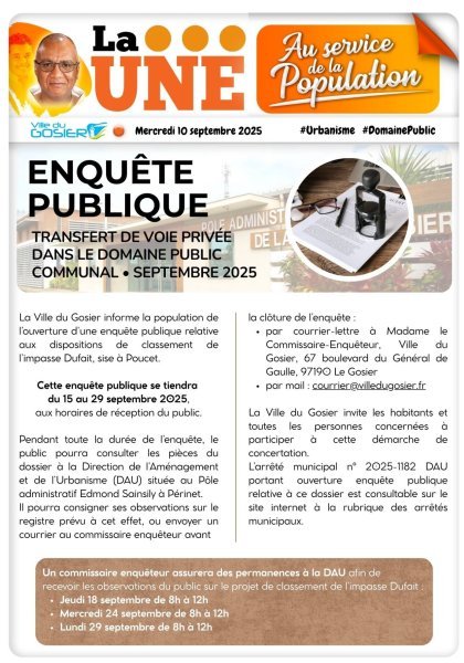 Enquête publique : Transfert de voie privée dans le domaine public communal