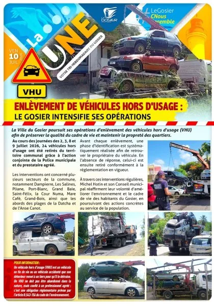 Enlèvement de véhicules hors d'usage : Le Gosier intensifie ses opérations