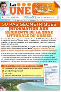 50 pas g&eacute;om&eacute;triques : information aux r&eacute;sidents de la zone littorale du Gosier
