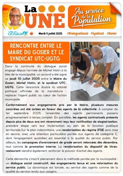 Rencontre avec le maire du Gosier et les syndicats de l'UTC-UGTG