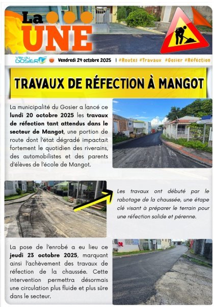 Travaux de réfection de Mango