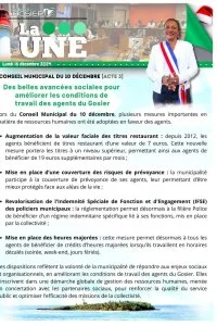 Conseil municipal du 10 décembre [ACTE 3] : De belles avancées sociales pour améliorer les conditions de travail des agents du Gosier