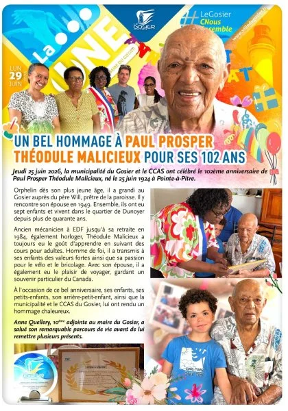 Un bel hommage à Paul Prosper Théodule Malicieux pour ses 102 ans