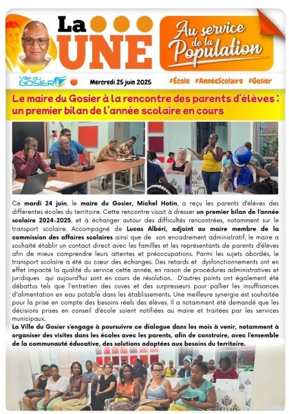 Le maire du Gosier à la rencontre des parents d'élèves : un premier bilan de l'année scolaire en cours