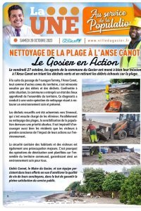 Nettoyage de la plage à l'Anse Canot le Gosier en action