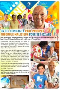 Un bel hommage à Paul Prosper Théodule Malicieux pour ses 102 ans