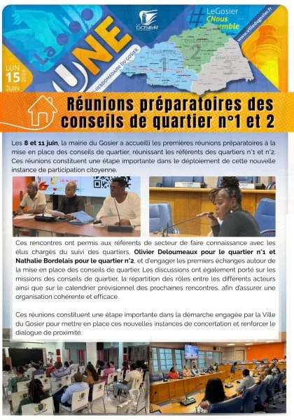 Réunions préparatoires des conseils de quartier n°1 et 2 