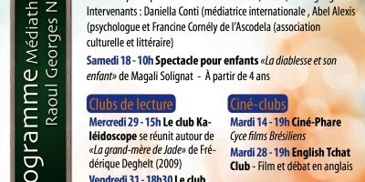 Programme de janvier 2014 de la Médiathèque Raoul Georges Nicolo du Gosier
