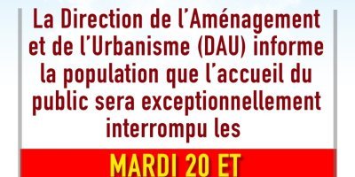 Interruption exceptionnelle de l'accueil du public à la Direction de l'aménagement et de l'urbanisme les 20 et 21 février 2024