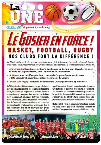 Le Gosier en force : basket, football, rugby… nos clubs font la différence !