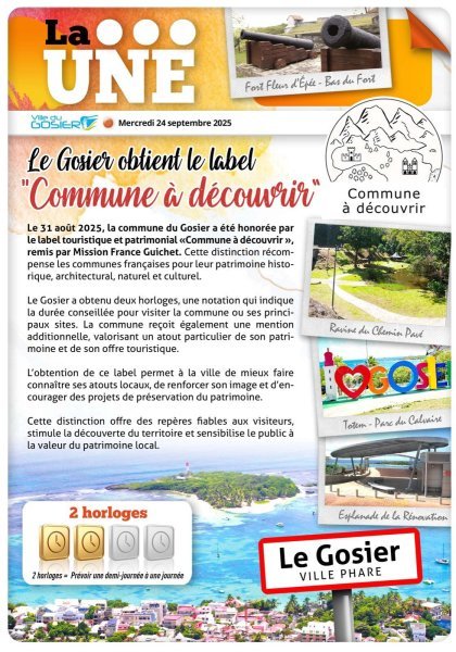 Le Gosier obtient le label : commune à découvrir