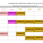 Planning région CENTRE des tours d'eau du 25 au 31 août 2025