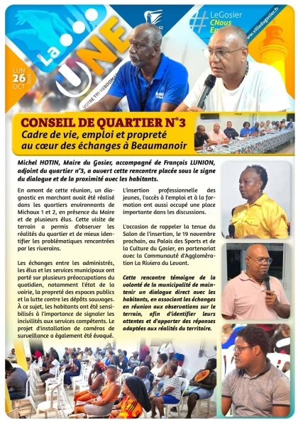 Conseil de quartier n°3 : Cadre de vie, emploi et propreté au cœur des échanges à Beaumanoir