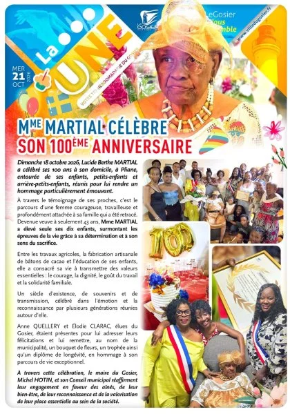 Mme MARTIAL célèbre son 100ème anniversaire