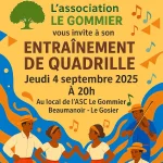Flyer de l'association ASC Le Gommier - entraînement de quadrille du 4...