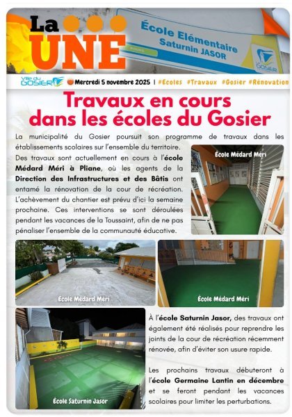 Travaux en cours dans les écoles du Gosier