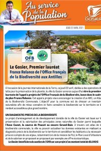Le Gosier, Premier lauréat France Relance de l'Office Français de la Biodiversité aux Antilles