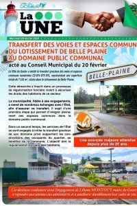 Transfert des voies et espaces communs du lotissement de Belle Plaine au domaine public communal, acté au Conseil Municipal du 20 février