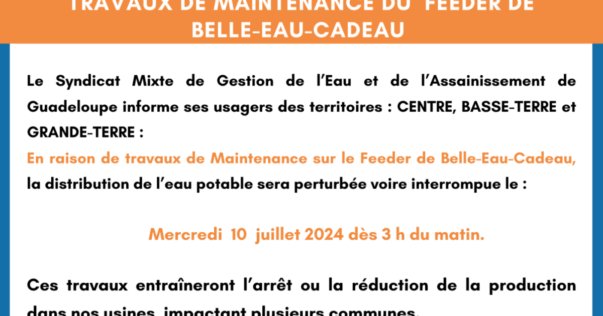 Perturbations et interruptions sur le réseau d'eau potable le 10 ...