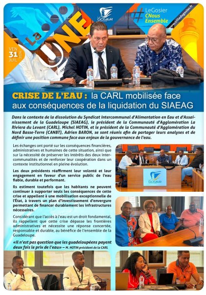 Crise de l'eau : la CARL mobilisée face aux conséquences de la liquidation du SIAEAG